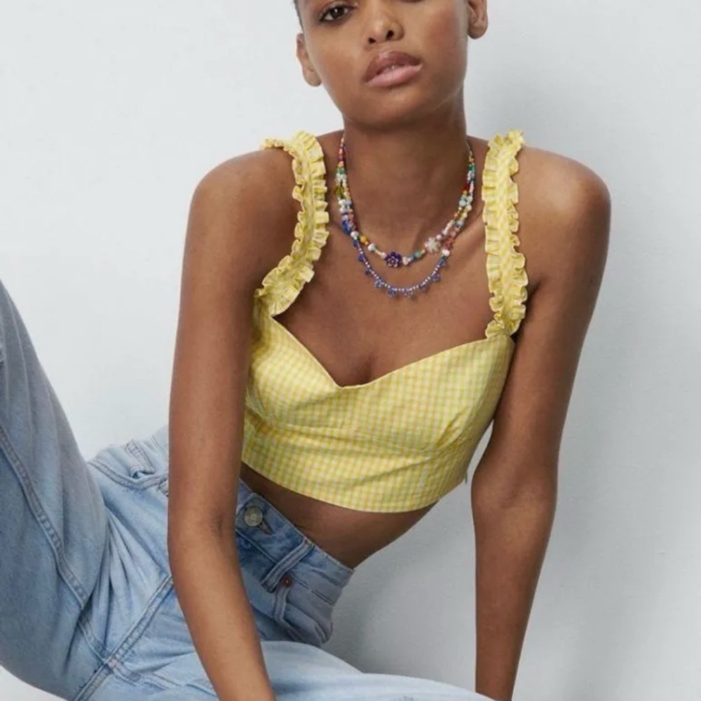 Zara Gingham Crop Top - Picture 3 of 10